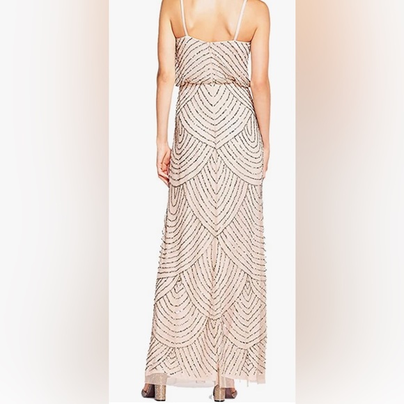 NWT Stunning Adrianna Papell Blush Beaded Dress - Picture 2 of 8